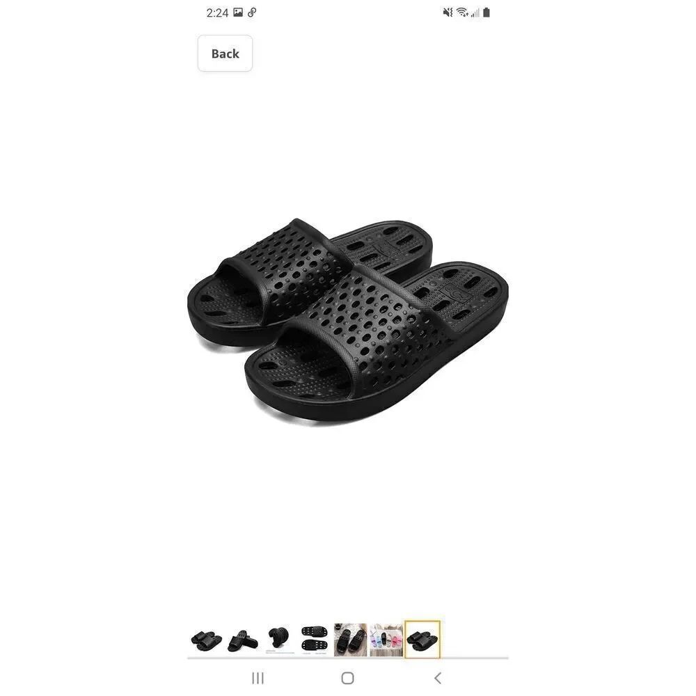 Mens 9.5-10 Black Water Beach Pool Shower Shoes Quick Dry